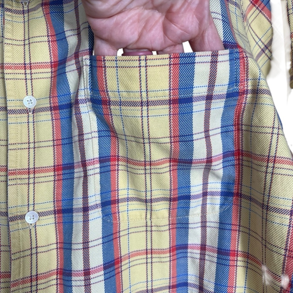 Bobby Jones Button Down Size Large Yellow Plaid Golf Casual Short Sleeve Preppy - Picture 6 of 9